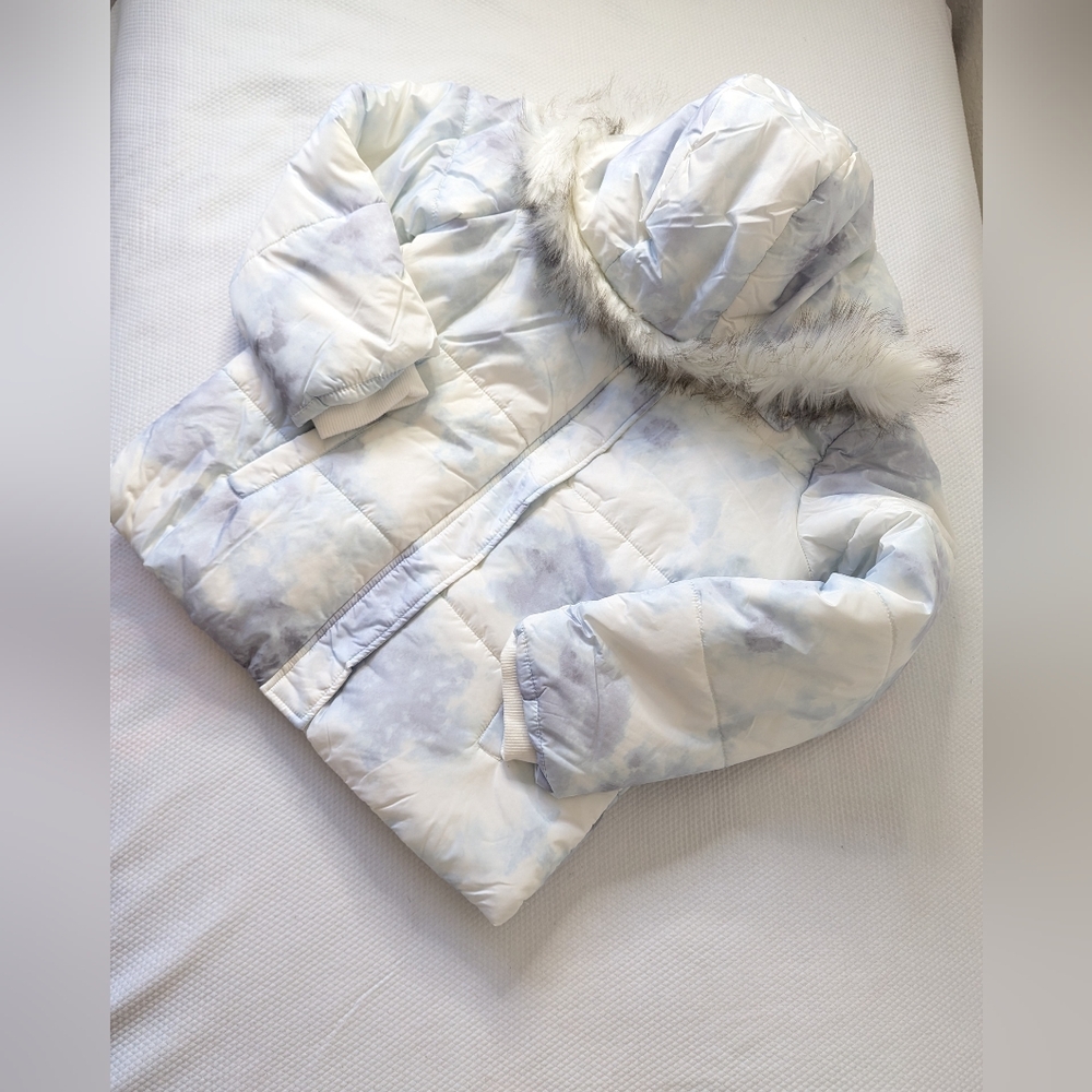C&C California •Girl  Multi Blue full zip Puffer Coat size 14.